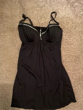 Black Women's Nightdress Slip with Bra Detail